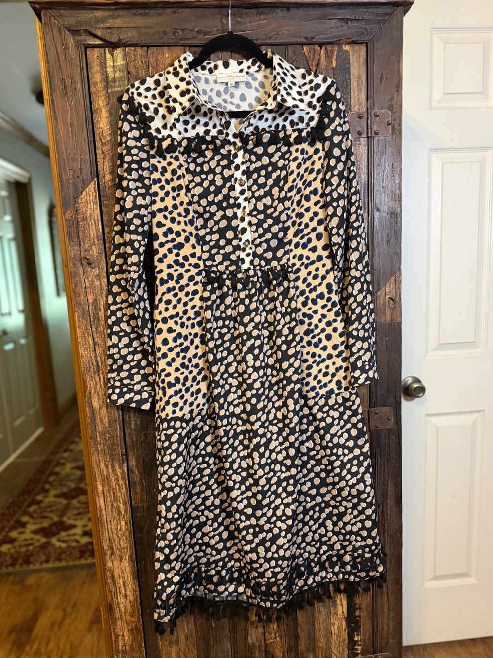 Never Fully Dressed Edna Dress M Leopard Animal Print Tassel Midi Boho